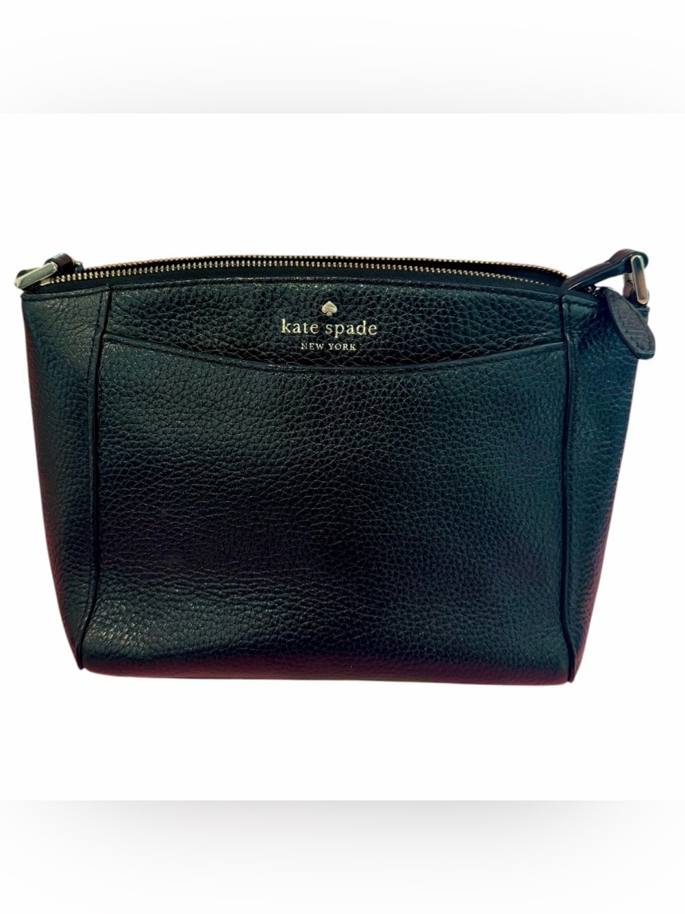 Kate Spade Black Pebbled Leather Crossbody Bag with Front Slip Pocket Aunthentic